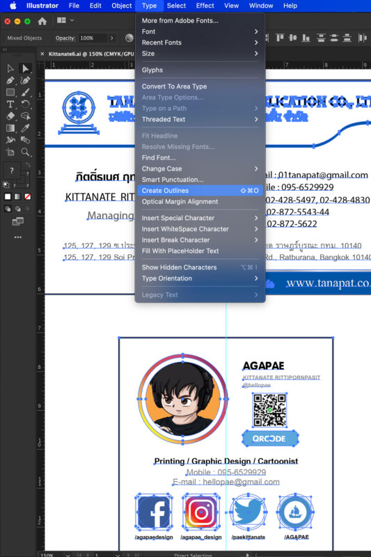 Create Outlines illustrator